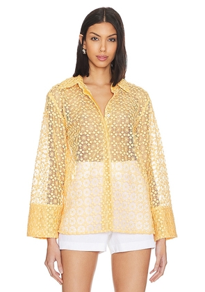 L'Academie Alise Lace Shirt in Yellow. Size S.