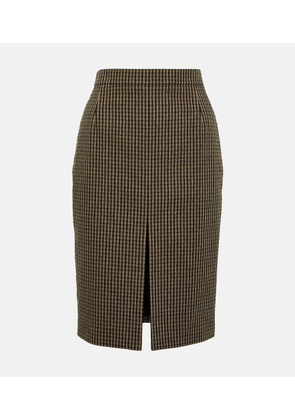 Saint Laurent Vichy wool-blend pencil skirt
