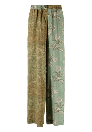 Pierre-Louis Mascia wide-leg patterned trousers - Green