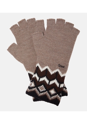 Chloé Fair Isle wool fingerless gloves