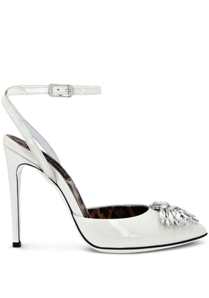 Philipp Plein Vernice 120mm leather sandals - White
