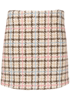 MSGM plaid-check textured mini skirt - Neutrals