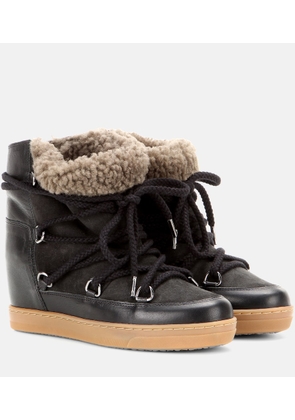 Isabel Marant Nowles shearling-trimmed leather ankle boots