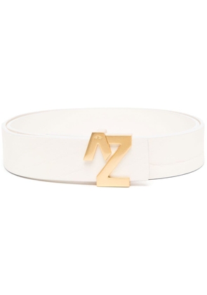 Zadig&Voltaire logo-plaque leather belt - White