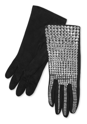 Philipp Plein crystal-embellished suede mid-gloves - Black