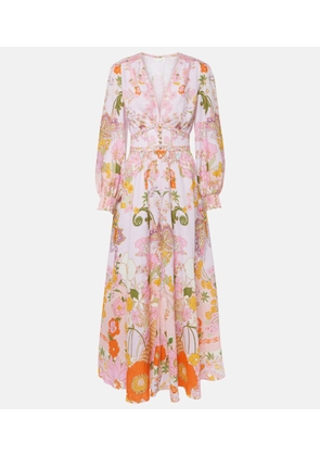 Camilla Embellished floral linen maxi dress