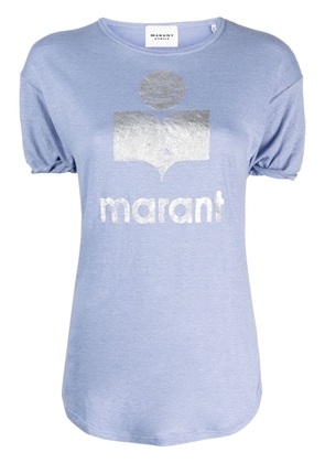 MARANT ÉTOILE logo-print linen T-shirt - Blue