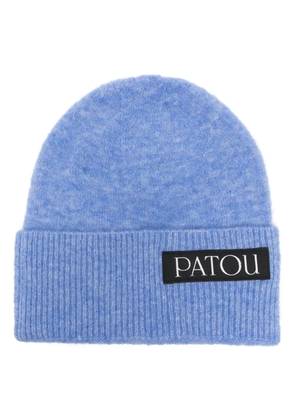 Patou logo-patch wool-blend beanie - Blue