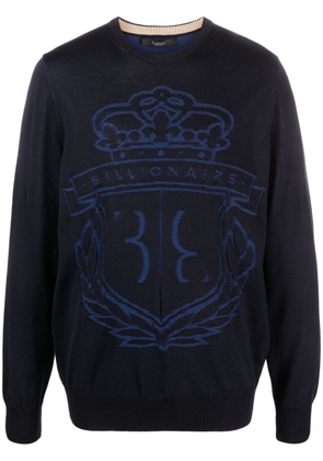 Billionaire logo-print wool pullover - Blue