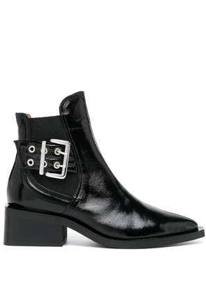 GANNI 45mm buckle-detail leather boots - Black