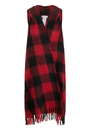 Woolrich hooded checked cape scarf - Red