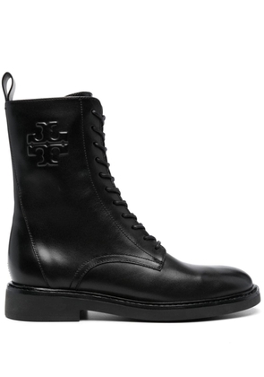 Tory Burch Double T leather combat boots - Black