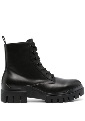 Calvin Klein Jeans panelled 60mm leather combat boots - Black