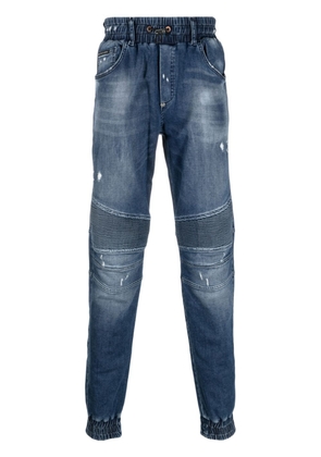 Philipp Plein mid-rise tapered-leg jeans - Blue