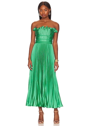 AMUR Giada Pleated Dress in Green. Size 6.