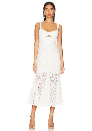 SAYLOR Lesli Midi Dress in White. Size S, XS.