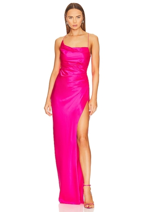 The Sei x REVOLVE Twist Cowl Ruched Gown in Fuchsia. Size 6.