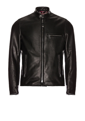 Schott Waxed Natural Pebbled Cowhide Cafe Leather Jacket in Black. Size M, XL.