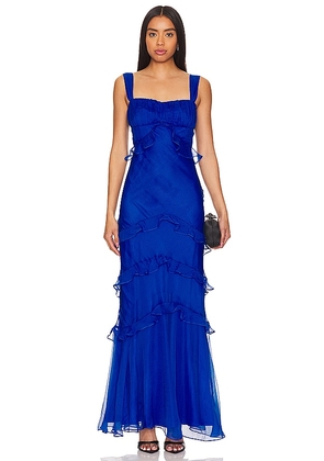 SALONI Chandra Dress in Blue. Size 10, 6.