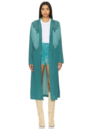 Understated Leather Marfa Lights Duster in Green. Size S, XS.