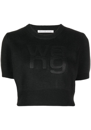 Alexander Wang logo-debossed knitted T-shirt - Black