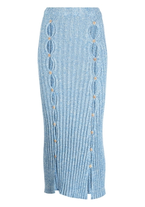 Baserange cut-out organic cotton midi skirt - Blue