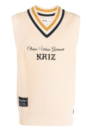 izzue logo-embroidered knitted vest - Neutrals