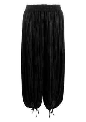 STYLAND metallic-effect pleated cropped trousers - Black