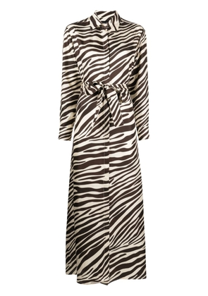 Cynthia Rowley belted zebra-print silk shirtdress - Brown