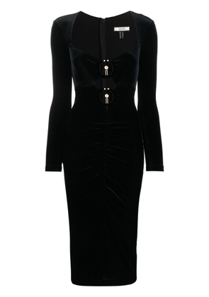 NISSA ruched-detail velvet-effect dress - Black
