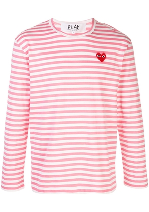 Comme Des Garçons Play striped logo T-shirt - Pink