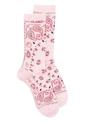 Alanui Bandana logo-embroidered ribbed-knit socks - Pink