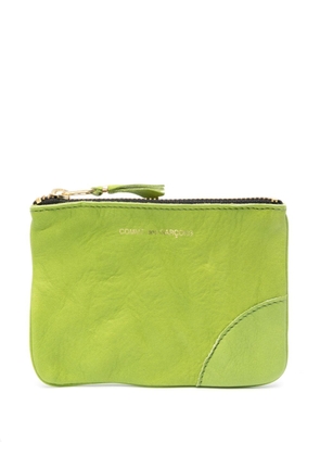 Comme Des Garçons Wallet washed zip-up leather pouch - Green
