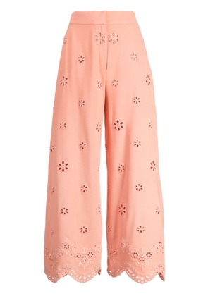 Elie Saab broderie-anglaise cropped trousers - Orange