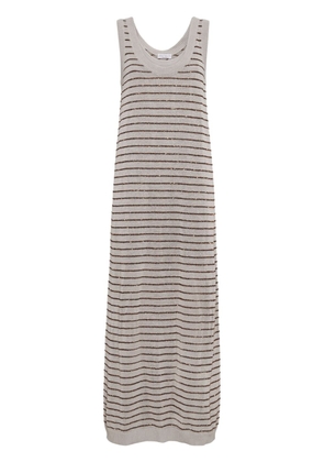 Brunello Cucinelli striped cotton maxi dress - Grey