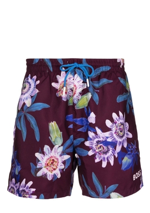 BOSS Piranha floral-print swim shorts - Purple