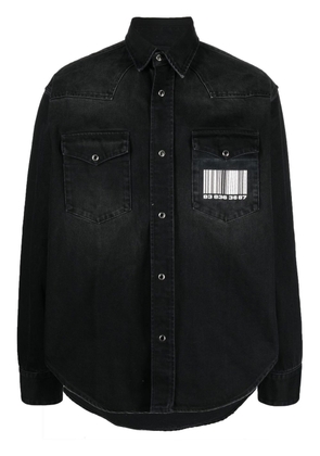 VTMNTS barcode-print detail shirt - Black