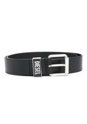 Diesel logo-plaque leather belt - Black