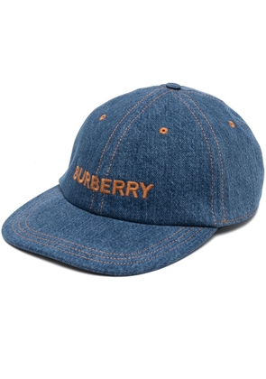 Burberry embroidered-logo denim baseball cap - Blue