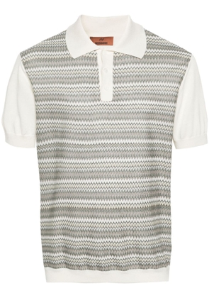 Missoni zigzag knitted polo shirt - Neutrals