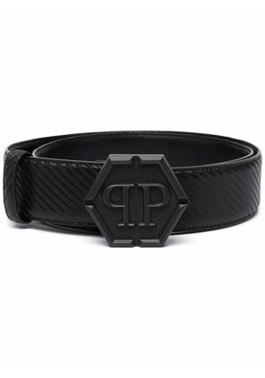 Philipp Plein Hexagon-logo buckle belt - Black