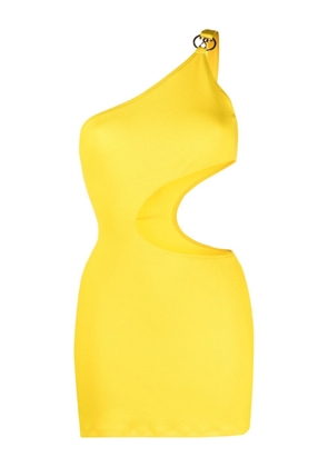 Moschino logo-plaque one-shoulder beach dress - Yellow