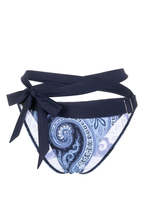 Marlies Dekkers Cache Coeur paisley-print adjustable bikini bottoms - Blue