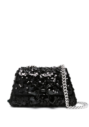 Self-Portrait mini Bow sequin-embellished bag - Black
