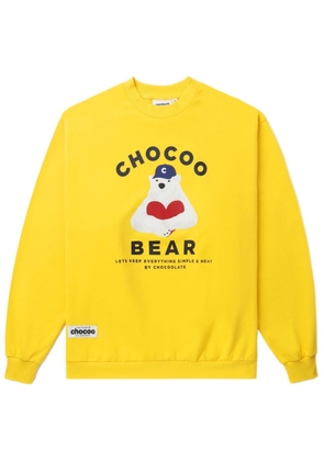 CHOCOOLATE Chocoo Bear-print cotton sweatshirt - Yellow