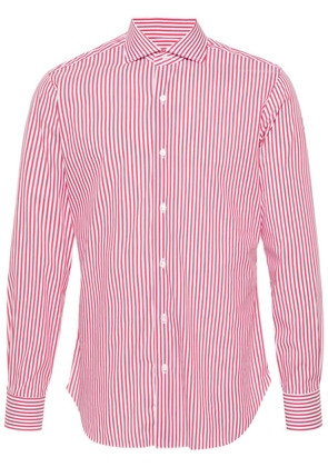 Barba striped poplin shirt - Red