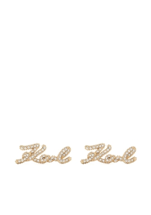 Karl Lagerfeld K/Signature pavé stud earrings - Gold