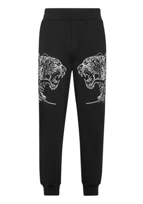 Plein Sport tiger-print cotton track pants - Black