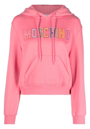 Moschino embroidered-logo hoodie - Pink