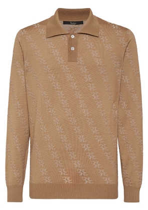 Billionaire knitted long-sleeve polo shirt - Neutrals